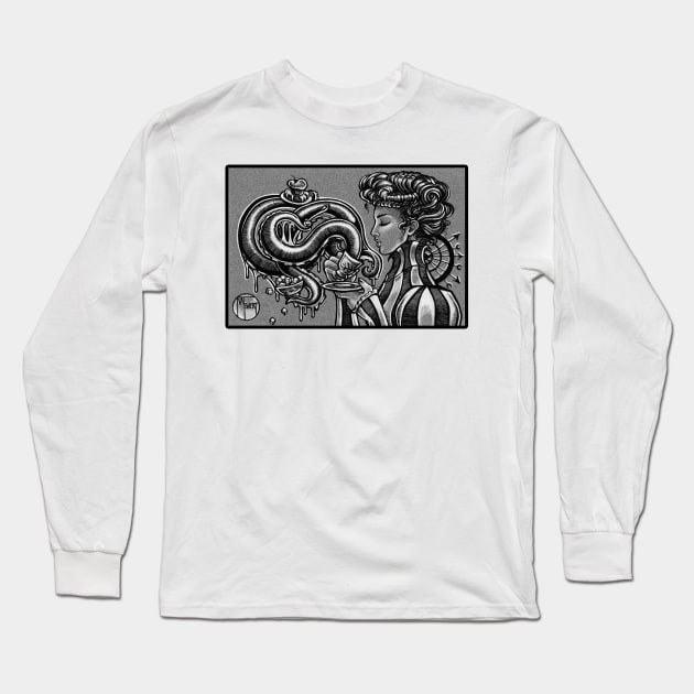 Tentacles In a Tea Cup - Black Outlined Version Long Sleeve T-Shirt by Nat Ewert Art